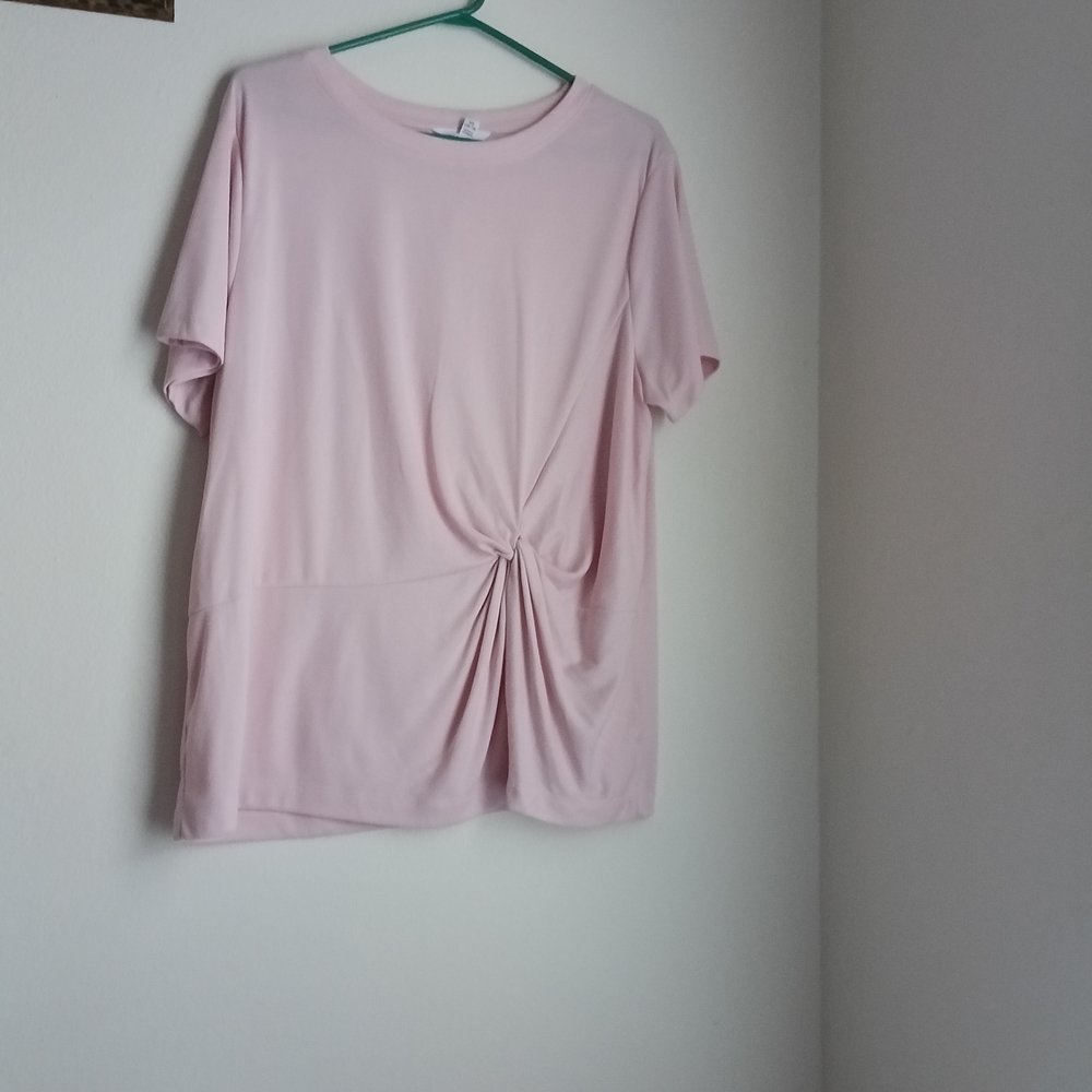Time and Tru Blouse Women XL Blush Short Sleeve Top Casual Academia Dinner